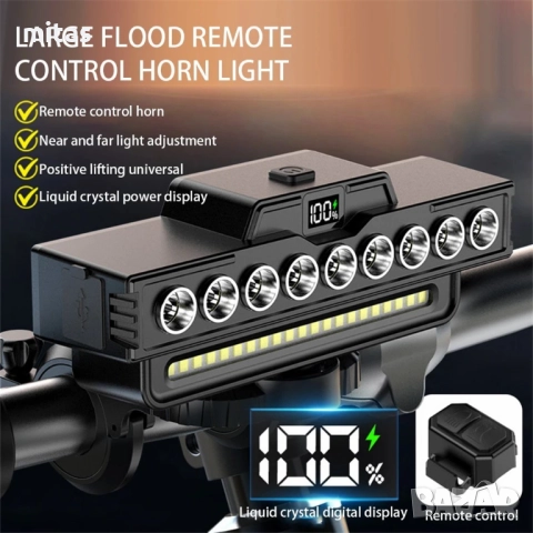 Ултра ярка 9 LED + 21 SMD светлина за велосипед, Фар, Клаксон, Батерия, снимка 8 - Аксесоари за велосипеди - 52003435