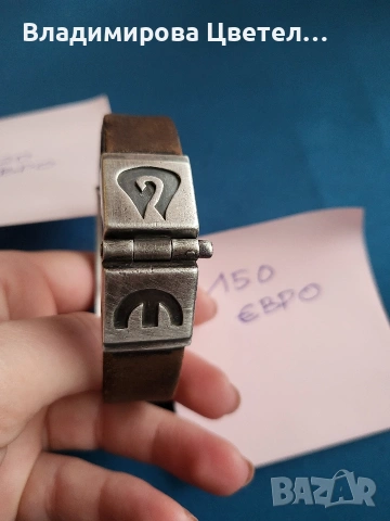 Часовник Esprit, кожена гривна със сребърни елементи на глаголица, единствена бройка!, снимка 5 - Мъжки - 53653415