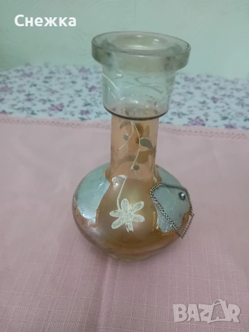 антична стъклена ваза 19 см., снимка 6 - Вази - 52592932