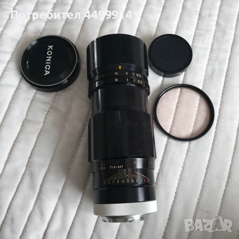 Обектив Konica HEXANON 200mm F/3.5 с фиксирано фокусно, снимка 8 - Обективи и филтри - 52570869