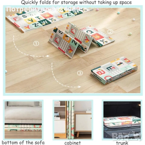 Бебешко меко килимче за игра 150х180 см 4613, снимка 3 - Други - 53450348