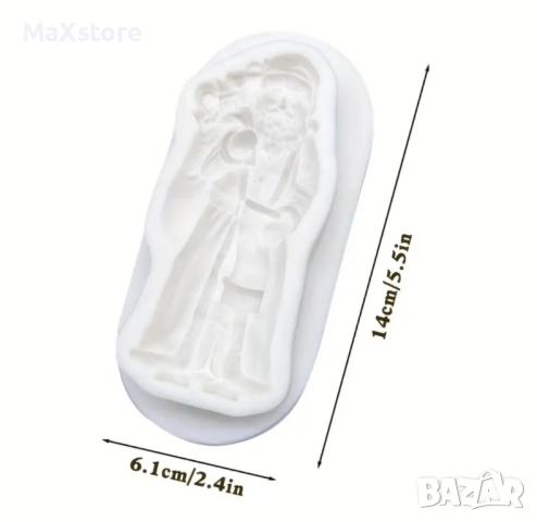 Дядо Коледа държи чорап Силиконов молд форма за гипс сапун смола фондан за декорация на торта , снимка 2 - Форми - 52094632