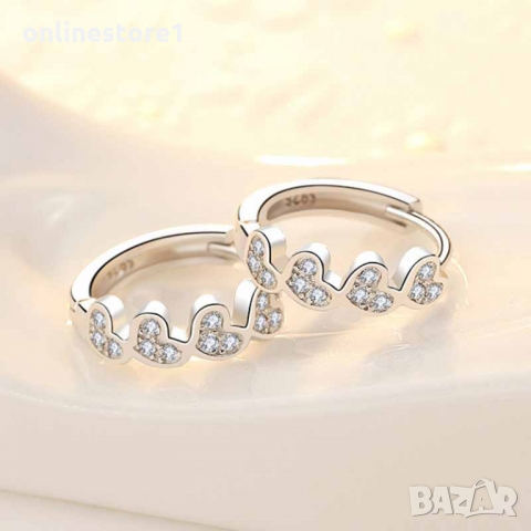 Сребърни обеци 925 - Любов BX530, снимка 2 - Обеци - 36105156