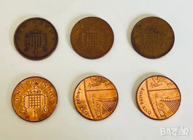 6 монети от 1 пени (1 penny) - Великобритания, снимка 2 - Нумизматика и бонистика - 47590929