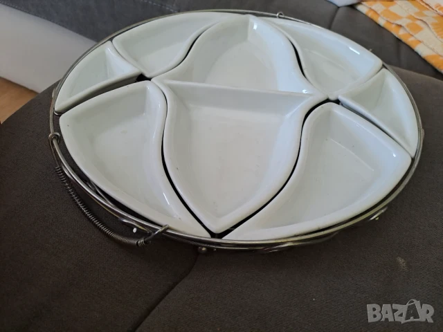 Луксозен италиански порцеланов сет за ордьоври, разядки и др., снимка 3 - Прибори за хранене, готвене и сервиране - 50877286