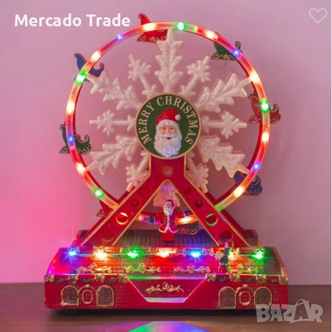 Коледно виенско колело Дядо Коледа със светлинна музика и движение, Червен