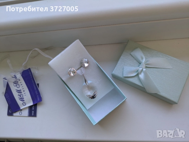 Сребърни колие и обеци Swarovski elements