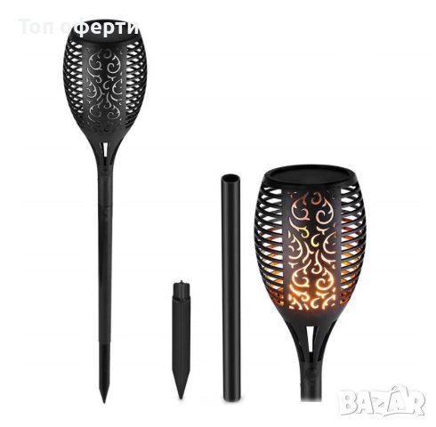 LED соларна лампа за двор или градина с истински пламък на факла, снимка 2 - Соларни лампи - 41026274