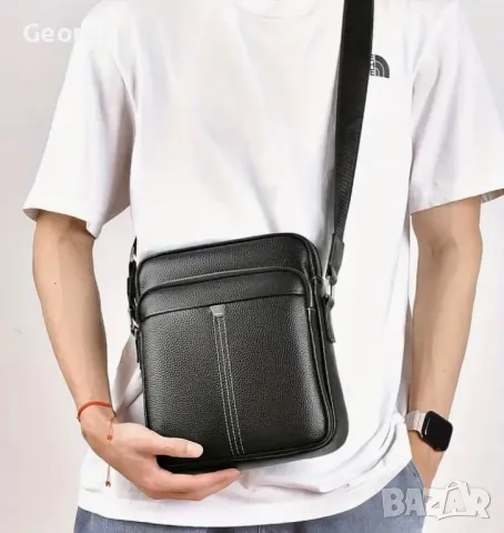 Мъжка кожена чанта за през рамо с италиански дизайн /Висок клас телешка кожа!, снимка 7 - Чанти - 49293352