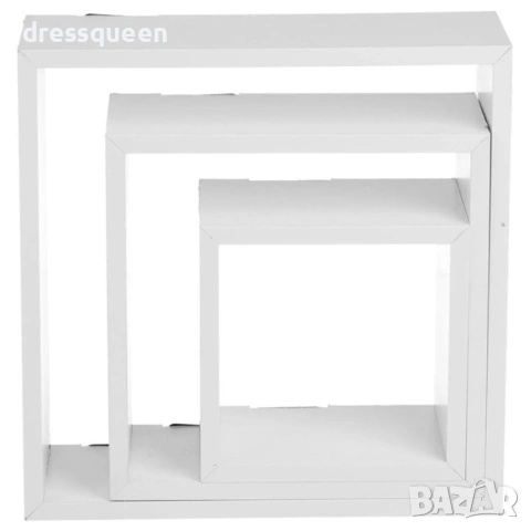 1252107 Стилен комплект бели MDF рафтове със скрити държачи – елегантно решение за Вашата стена, снимка 3 - Етажерки - 53637879