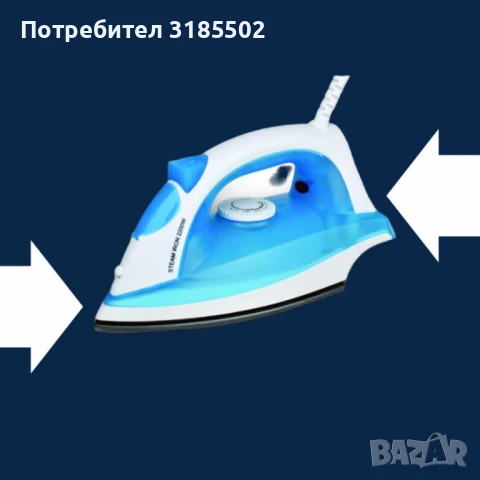 Ютия Rosberg, 2200W, Тефлонова плоча, Терморегулатор, Функция пара, Син/Бял, снимка 6 - Ютии - 51221092