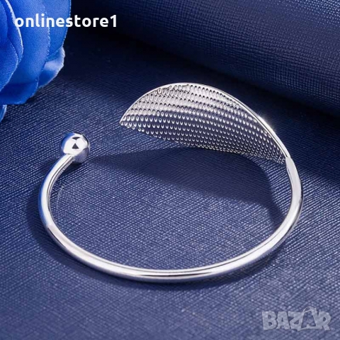 Сребърна гривна 925 - Листо BGR135, снимка 3 - Гривни - 36105254