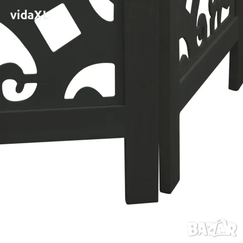 vidaXL Разделител за стая, 5 панела, черен, дърво пауловния масив, снимка 7 - Паравани - 56147357