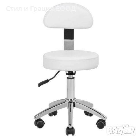Козметичен/фризьорски стол - табуретка за педикюр 304P - 37/43 см - бяла, снимка 2 - Педикюр и маникюр - 36145881