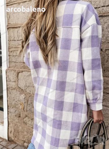 Дамско дълго карирано яке (риза), 4цвята, снимка 9 - Якета - 41809936