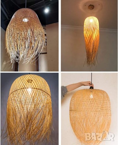 Бамбуков полилей Ретро висяща светлина от бамбук Югоизточна Азия, снимка 7 - Лампи за таван - 36910060