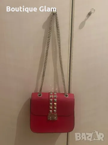 Червена естествена кожа чанта 
