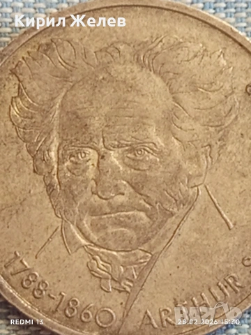 Сребърна монета 10 дойче марки 1988г. ФРГ тема 200г. От рождението на философа  Шопенхауер 42456, снимка 7 - Нумизматика и бонистика - 53657133