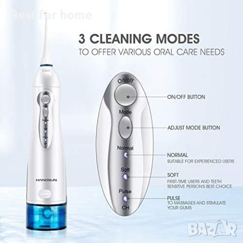 Hangsun Water Flosser Безжичен иригатор за устна кухина, акумулаторна дентална водоструйка HOC700 , снимка 6 - Друга електроника - 44240064