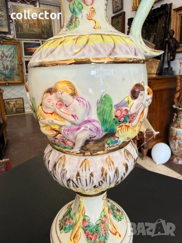 Кана от италиански порцелан Capodimonte. №7882, снимка 2 - Антикварни и старинни предмети - 53498763