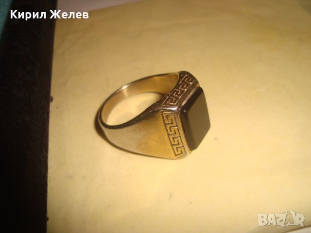 ПОСРЕБРЕН СТАР СТОМАНЕН ВЕРСАЧЕ СТИЛ ПРЪСТЕН с ПОЛИРАН ЧЕРЕН ОНИКС КЛАСИЧЕСКИ АРТ ДЕКО МОДЕЛ 26344, снимка 9 - Пръстени - 34806285
