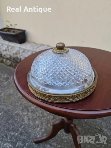 Страхотна антикварна френска таванна лампа плафон  бронз кристал , снимка 7 - Антикварни и старинни предмети - 50339213