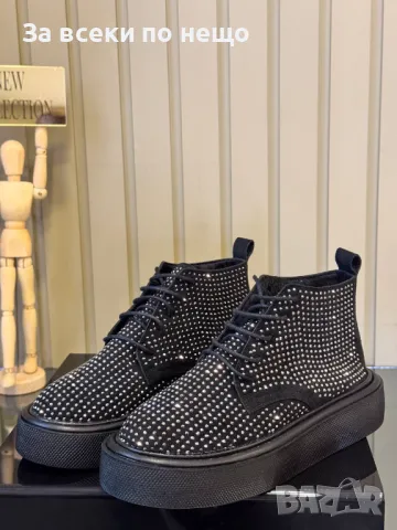 Дамски черни боти с кристали Код D1507