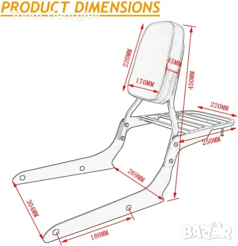 Sissy Bar Honda Shadow, снимка 2 - Части - 56373918