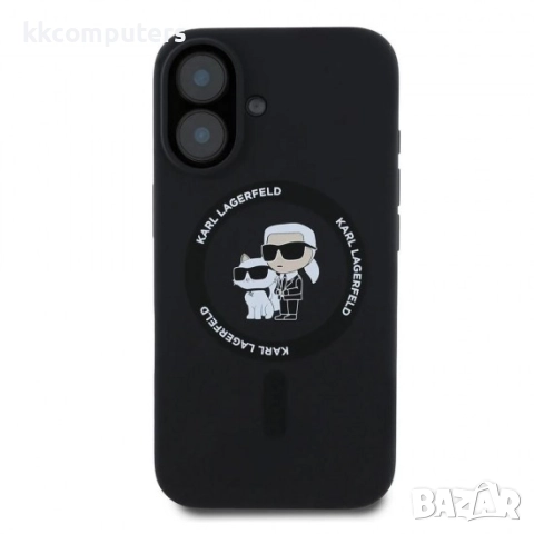 Оригинален кейс Karl Lagerfeld Silicone Karl and Choupette Heads MagSafe и Протектор За iPhone 16 (6