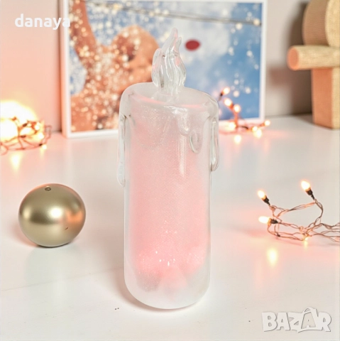 6139 Коледна електронна свещ с преливащи Led светлини, 16 см, снимка 3 - Декорация за дома - 51900966