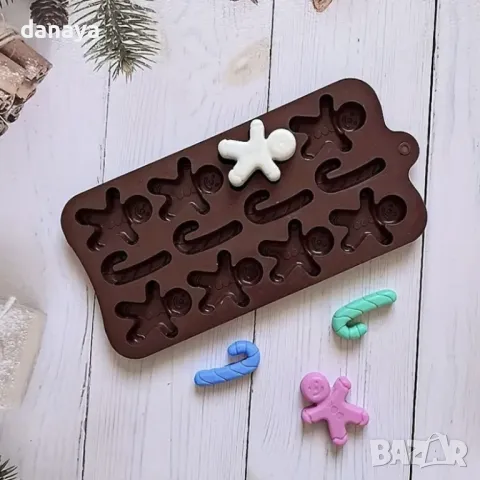 5630 Силиконова форма за бонбони Джинджифилово човече, снимка 4 - Форми - 48823825