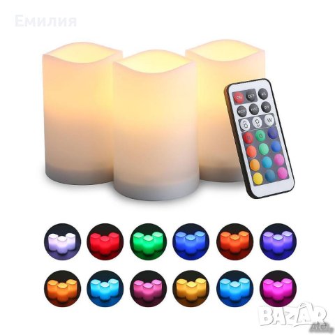 LED свещи с дистанционно управление и сменящи се цветове, снимка 5 - Лед осветление - 44360094