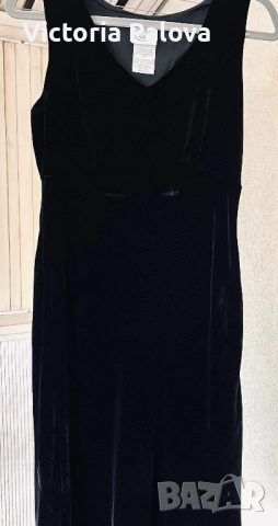 Елегантна черна кадифена рокля LAURA ASHLEY - вискоза/коприна