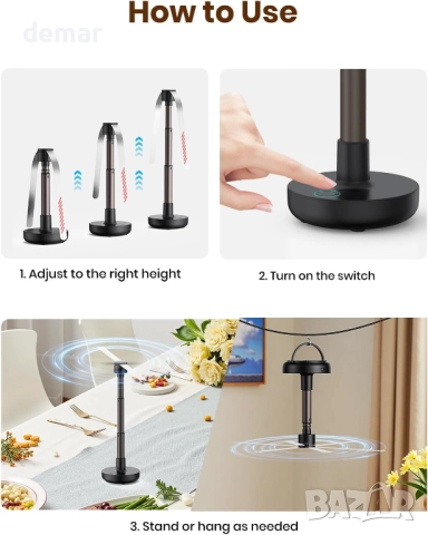 TOPK 3 броя акумулаторни вентилатори за маса, захранвани от USB, до 10 часа работа, снимка 6 - Други стоки за дома - 51720399