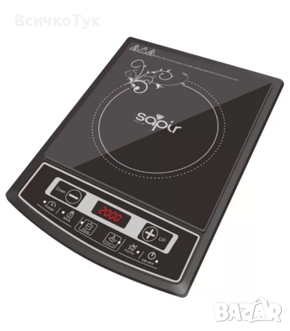 ✨Индукционен котлон SAPIR SP 1445 LG, 2000W, LED екран, 4 функции, 8 степени 