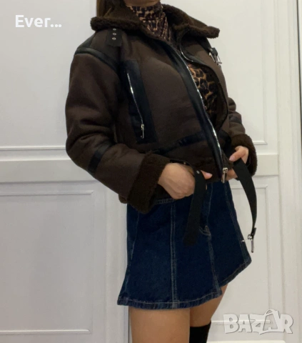 Дамско зимно яке в цвят шоколад с безплатна доставка, снимка 3 - Якета - 52722060