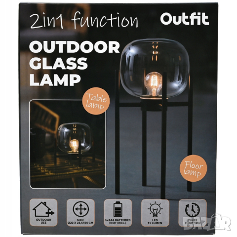 Стоящ ефектен фенер, метал, стъкло, 44 см, снимка 2 - Декорация за дома - 44686619