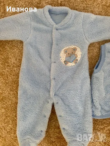 Бебешки плюшен гащеризон и елече, снимка 2 - Бебешки гащеризони - 49431857