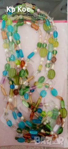 Дълъг дамски гердан в пъстри цветове, снимка 4 - Колиета, медальони, синджири - 39411701
