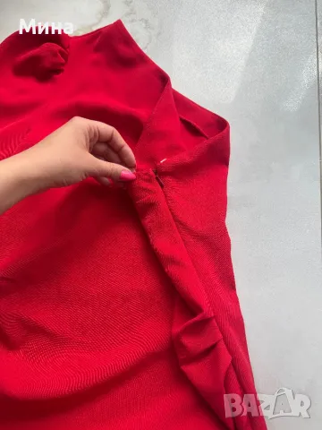 Дамска червена рокля с едно рамо, снимка 4 - Рокли - 50322072