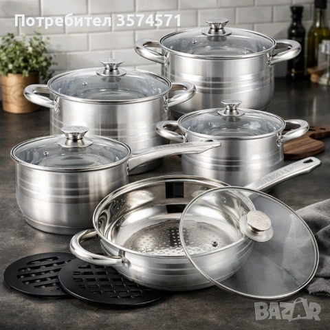 Комплект съдове за готвене 12 части Cheffinger, снимка 4 - Съдове за готвене - 53200052