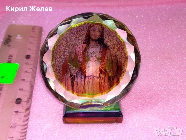 КРАСИВА КРИСТАЛНА КАТОЛИЧЕСКА НАСТОЛНА ИКОНКА ПРЕСПАПИЕ 42878
