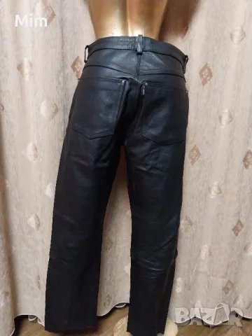 44 Черен кожен панталон/ моторджийски/от естествена кожа , снимка 5 - Панталони - 49341079