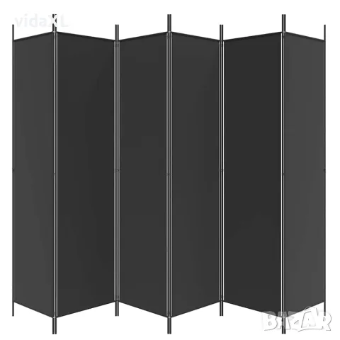vidaXL Параван за стая, 6 панела, черен, 300x200 cм, плат, снимка 5 - Паравани - 56147258