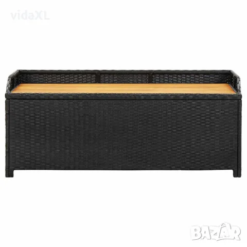 vidaXL Градинска пейка за съхранение, 120 см, полиратан, черна, снимка 4 - Градински мебели, декорация  - 56147626