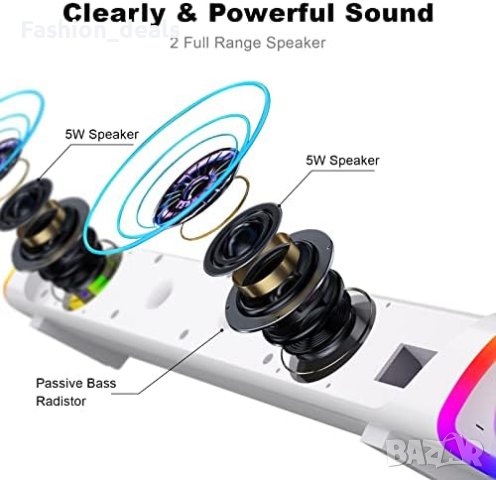 Нова звукова лента цветни RGB светлини компютърен високоговорител, снимка 2 - Bluetooth тонколони - 41259963
