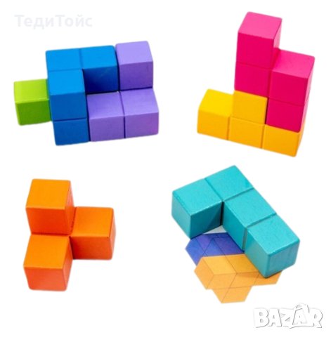 Дървено кубче 3D, снимка 2 - Образователни игри - 42444469