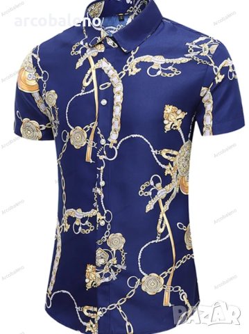 Мъжка лятна модна риза с щампа с къс ръкав, 3цвята - 023, снимка 4 - Ризи - 40921054