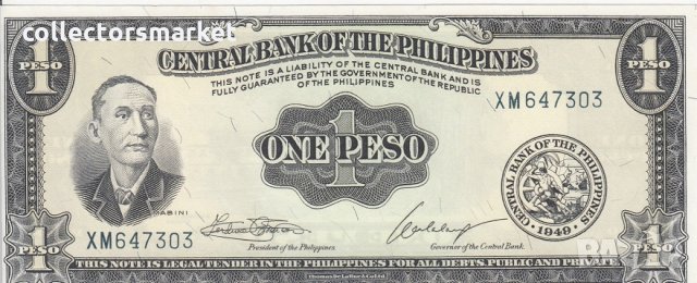 1 песо 1949, Филипини