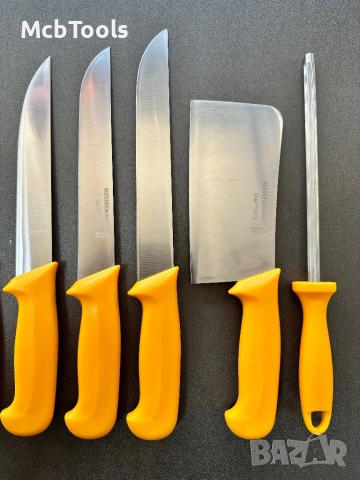 Комплект професионални немски месарски ножове 5 броя със сатър и масат, снимка 4 - Други инструменти - 52858120